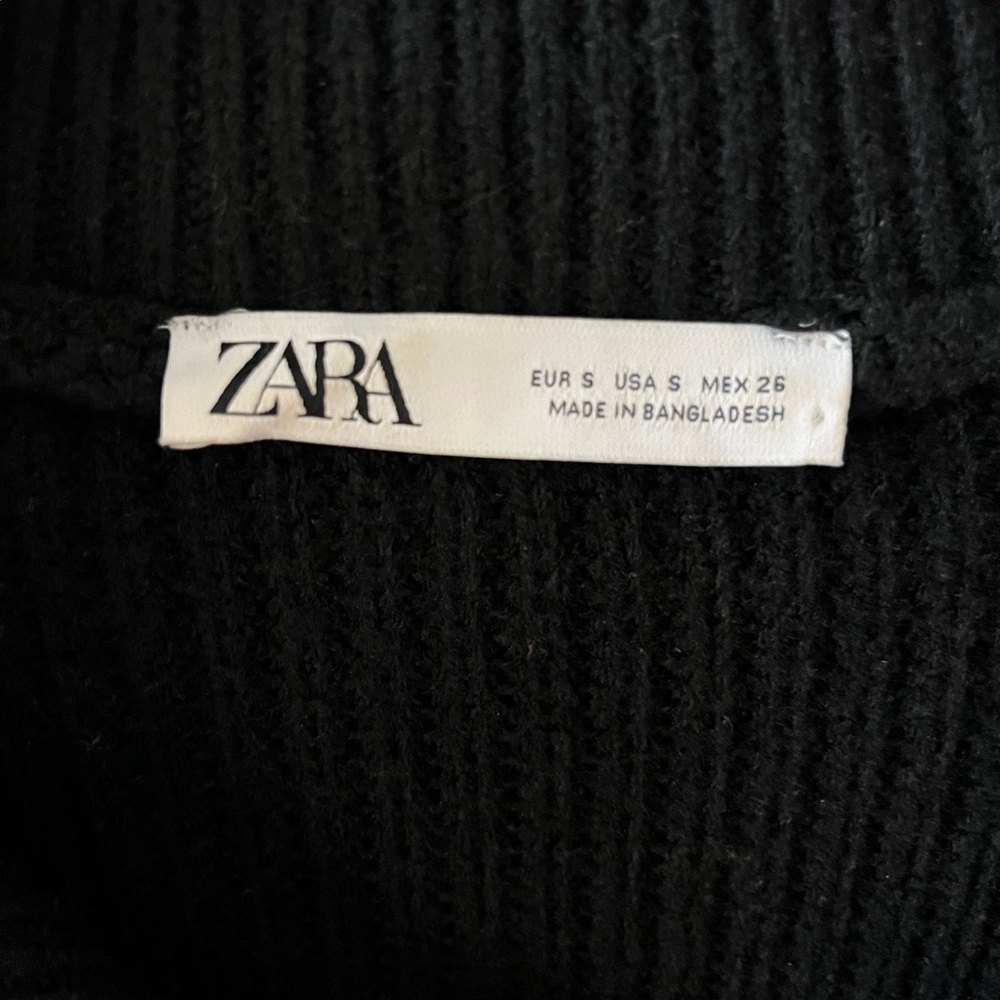 Zara Women’s Black Sleeveless Cropped Knit Sweater Top Size S Zip-Up Ribbed - Picture 5 of 6